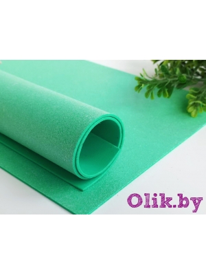 Фоамиран глиттерный А4, 2 мм Premium, светло-бирюзовый