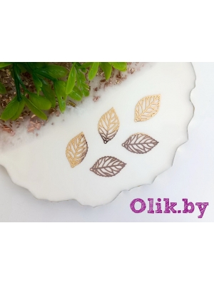 Подвеска металл "Листик" 1,2*2 см, золото, 1 шт