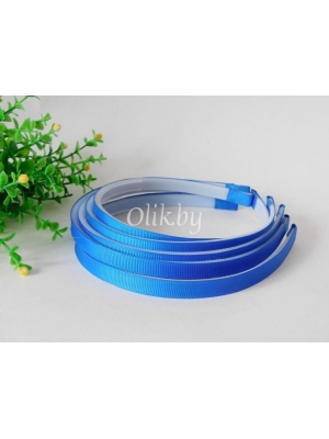 Ободки 1 см, пластик. с репсовой тканью, синий