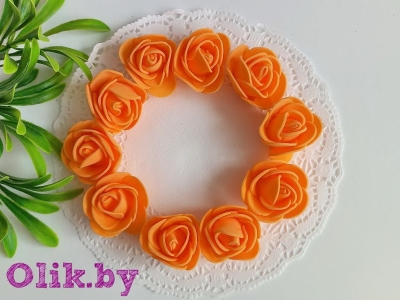 Головки цветов "Роза" мелкая 35 мм (10 шт), оранжевый