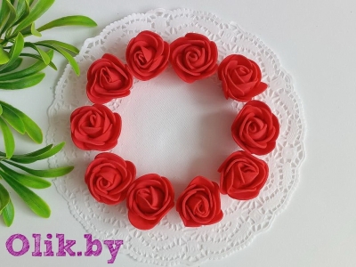 Головки цветов "Роза" мелкая 35 мм (10 шт), красный