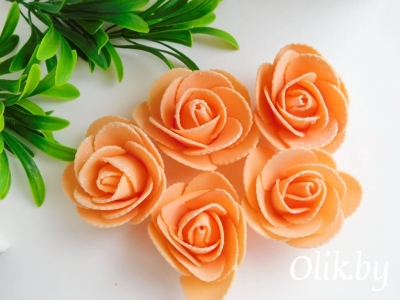 Головки цветов "Роза" с блестками 5,5 см, оранжевый, 1 шт