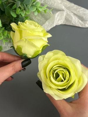 Головы бутоны роз, d-9 см, лимонный, 5 шт