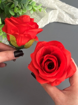 Головы бутоны роз, d-9 см, красный, 5 шт