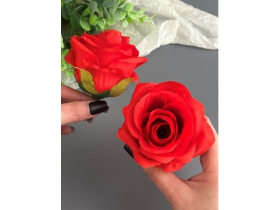 Головы бутоны роз, d-9 см, красный, 5 шт