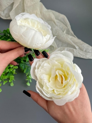 Головы пионов, d-9,5 см, белый, 5 шт