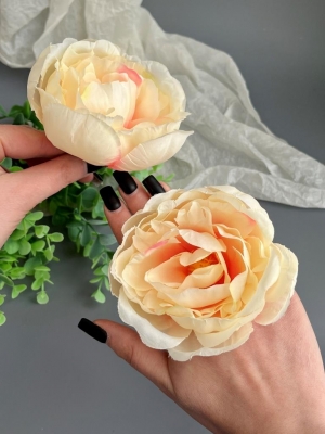 Головы пионов, d-9,5 см, персиковый, 5 шт