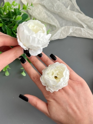 Головы пионов, d-5 см, белый, 5 шт