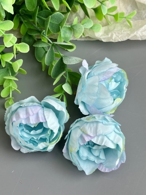 Головы пионов, d-5 см, голубой, 5 шт