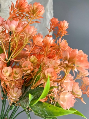 Букет зелени клевера 5 веток (АЛЕГР), 32 см, оранжевый