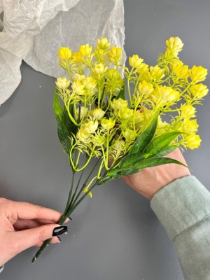 Букет зелени клевера 5 веток (АЛЕГР), 32 см, желтый