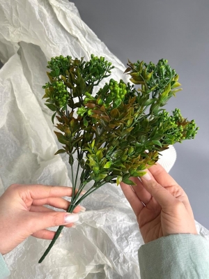 Ветка в букете ягода 5 веток, 39 см, зеленый