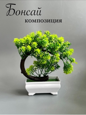 Композиция бонсай в кашпо 21х18 см, зеленый