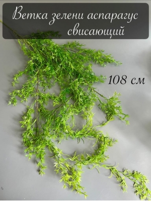Ветка зелени аспарагус свисающий 5 веток 108 см, зеленый