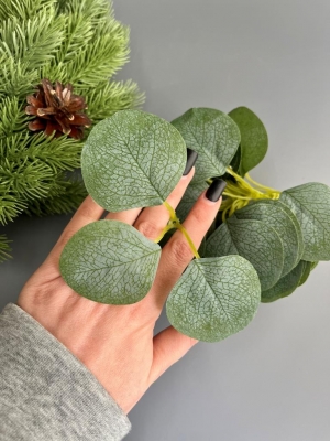 Ветка - лист эвкалипта 3-ой, 10 см, зеленый, 20 шт