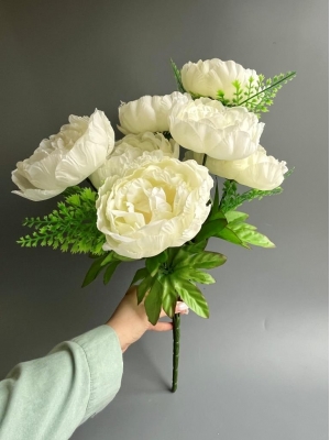 Букет пиона 7 голов (ПАЙС), 52см, белый