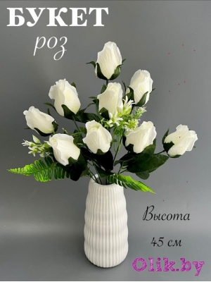 Букет роз 9 голов 45 см, белый