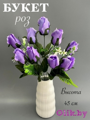 Букет роз 9 голов 45 см, фиолетовый