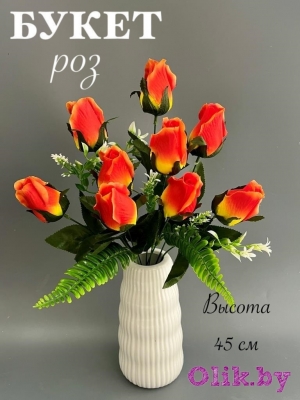 Букет роз 9 голов 45 см, желто-красный