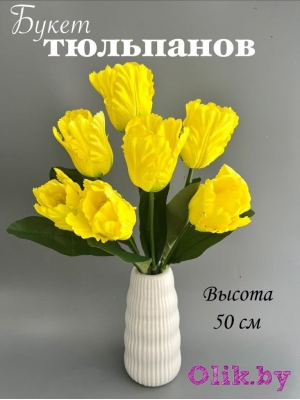 Букет тюльпанов 7 голов, 50 см, лимонный