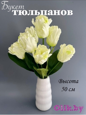 Букет тюльпанов 7 голов, 50 см, белый