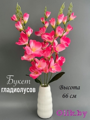 Букет гладиолусов 5 веток, 66 см, малиновый