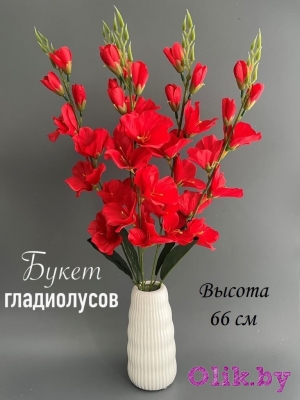 Букет гладиолусов 5 веток, 66 см, красный