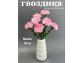 Букет гвоздики 7 веток, 40 см, бело-розовый