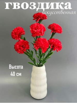 Букет гвоздики 7 веток, 40 см, красный