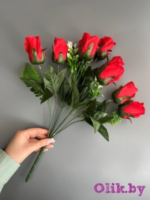 Букет роз 9 голов 45 см, красный