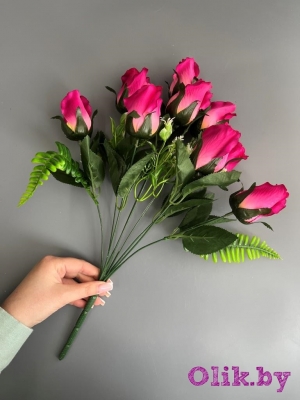 Букет роз 9 голов 45 см, фуксия