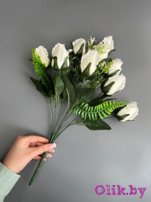 Букет роз 9 голов 45 см, белый