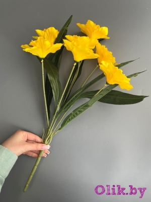 Букет нарциссов 7 голов, 50 см, желтый