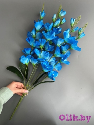 Букет гладиолусов 5 веток, 66 см, голубой