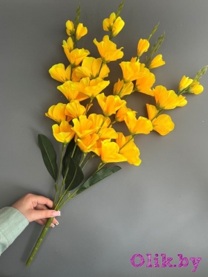Букет гладиолусов 5 веток, 66 см, желтый