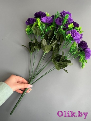 Букет гвоздики 12 веток, 49 см, фиолетовый