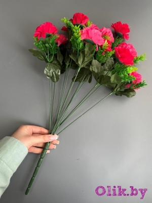 Букет гвоздики 12 веток, 49 см, малиновый