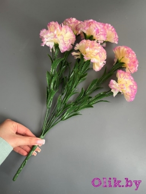 Букет гвоздики 7 веток, 40 см, кремово-сиреневый