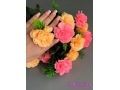 Букет гвоздики 12 веток, 49 см, персиковый-розовый