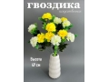 Букет гвоздики 12 веток, 49 см, белый-желтый