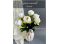 Ветка в букете пион 6 голов, 30 см, белый