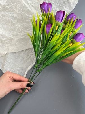 Ветка в букете тюльпан, 35 см, темно-сиреневый