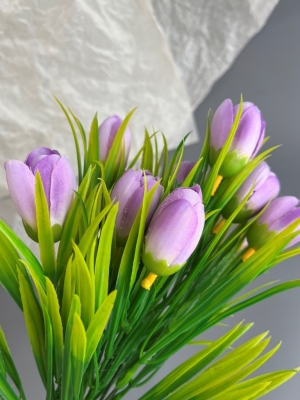 Ветка в букете тюльпан, 35 см, нежно-фиолетовый