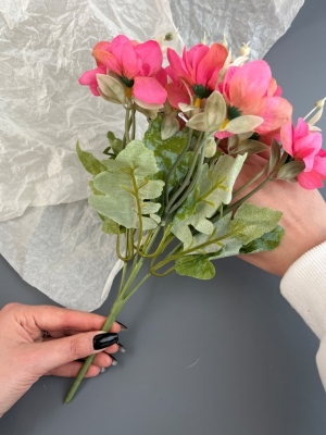 Ветка в букете азалия 5 веток, 28 см, малиновый