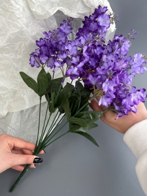 Ветка в букете сирень 9 веток, 45 см, фиолетовый комби