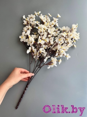 Ветка в букете яблоневый цвет 5 веток, 56 см, белый