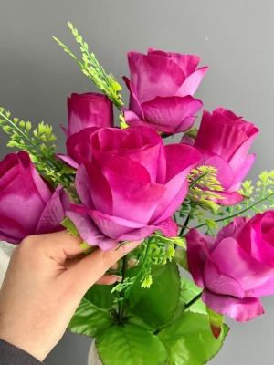 Букет бутон роз 6 голов, 50 см, сиреневый