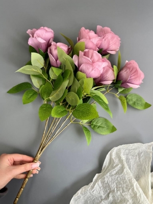 Букет бутон роз 7 голов, 52 см, сиреневый