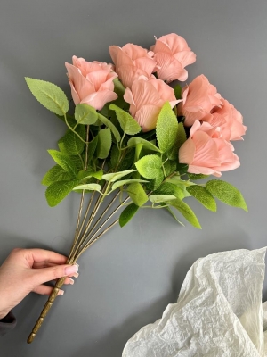 Букет бутон роз 7 голов, 52 см, розовый