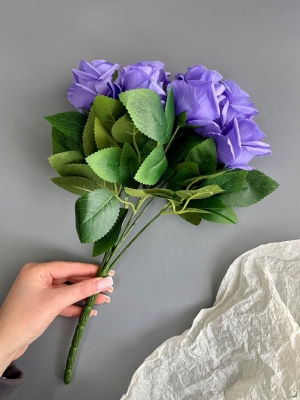 Букет бутон роз 6 голов, 40 см, фиолетовый